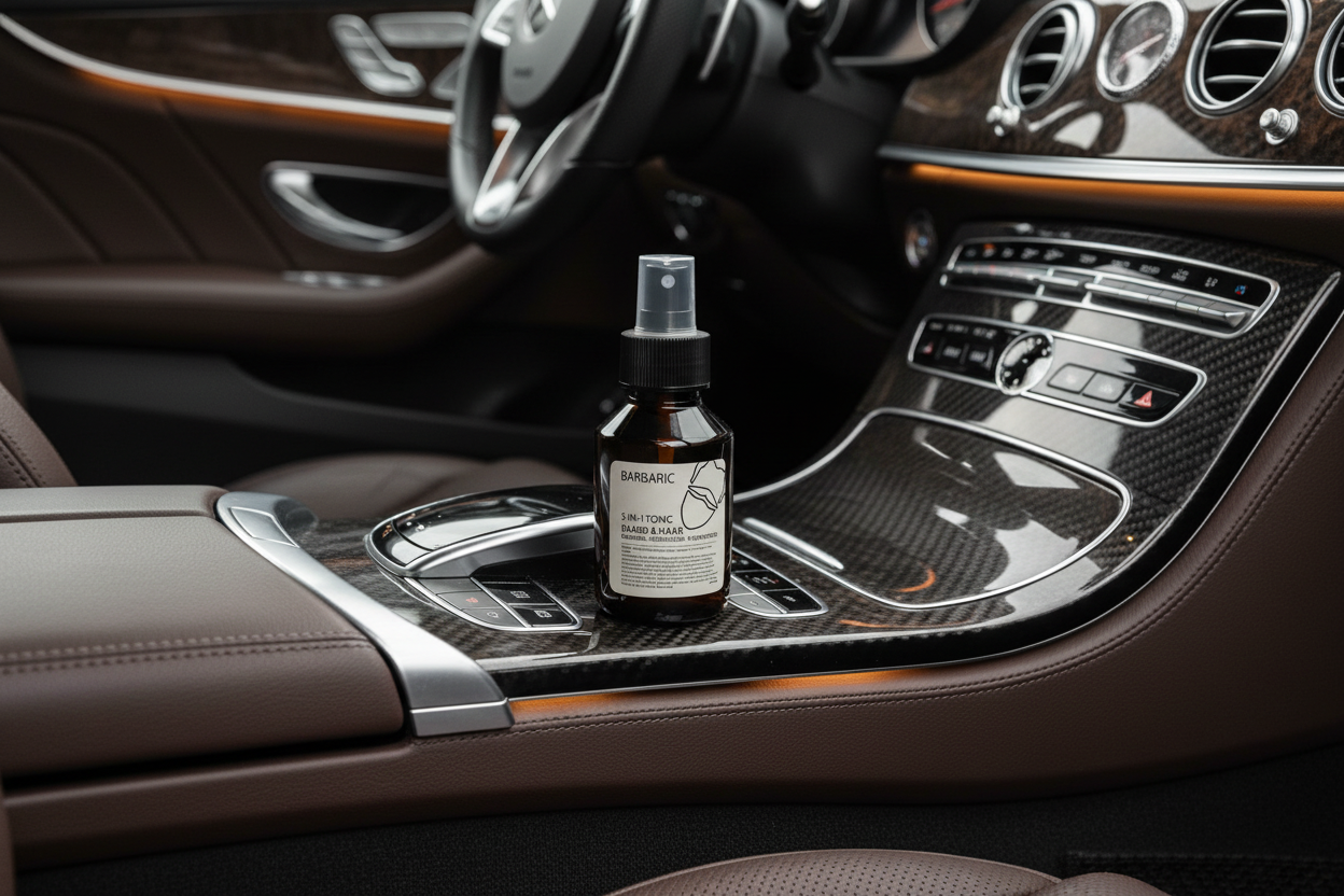 Barbaric Baard en Haartonic in de auto